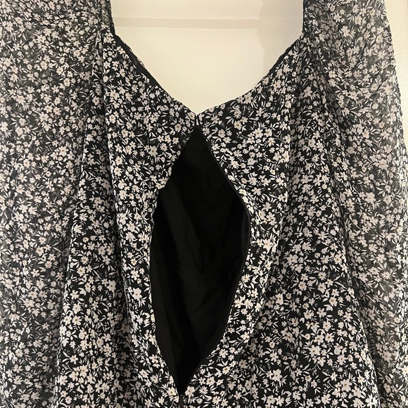 ASTR The Label Ruched Black White Floral Sweetheart Mini Dress Womens Size XL - Picture 10 of 13